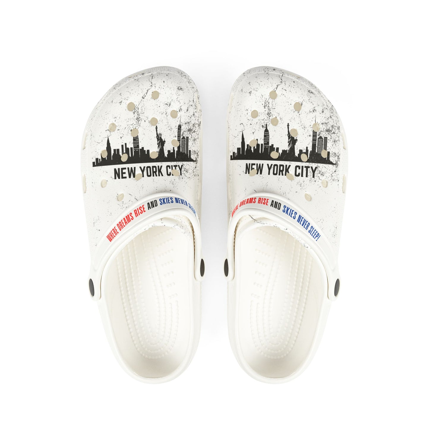 EVA Foam Rubber Shoes, New York City Skyline Crocs - NYC Skyline Shoes, Cityscape Slippers, Urban Foam Clogs, Skyline Footwear, City View - Conscience Garment