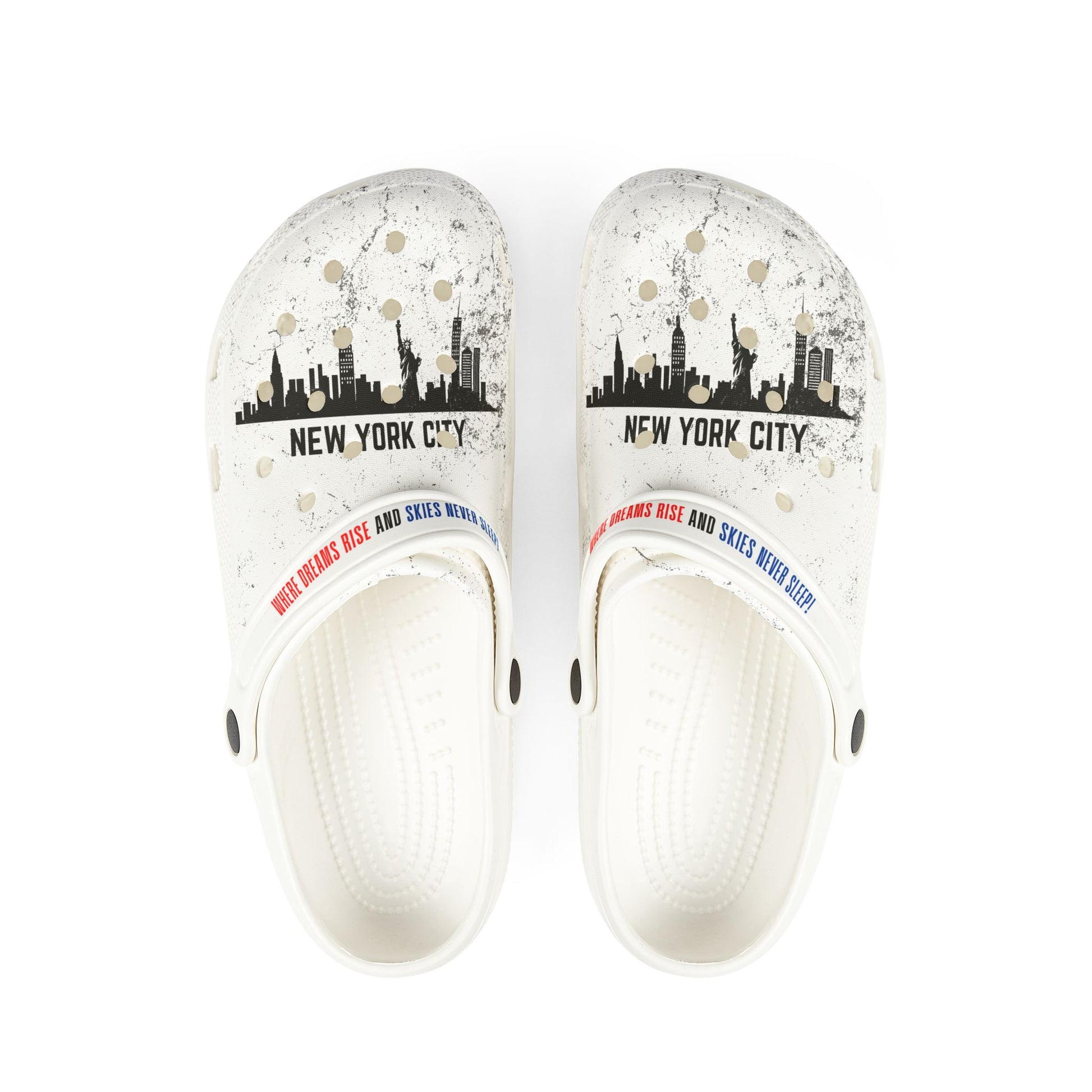 EVA Foam Rubber Shoes, New York City Skyline Crocs - NYC Skyline Shoes, Cityscape Slippers, Urban Foam Clogs, Skyline Footwear, City View - Conscience Garment