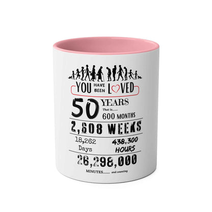 50th Birthday Two-Tone Coffee Mug, 11oz