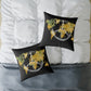 World Map Peace Sign Throw Pillow — Gold & Black Travel Decorative Pillow