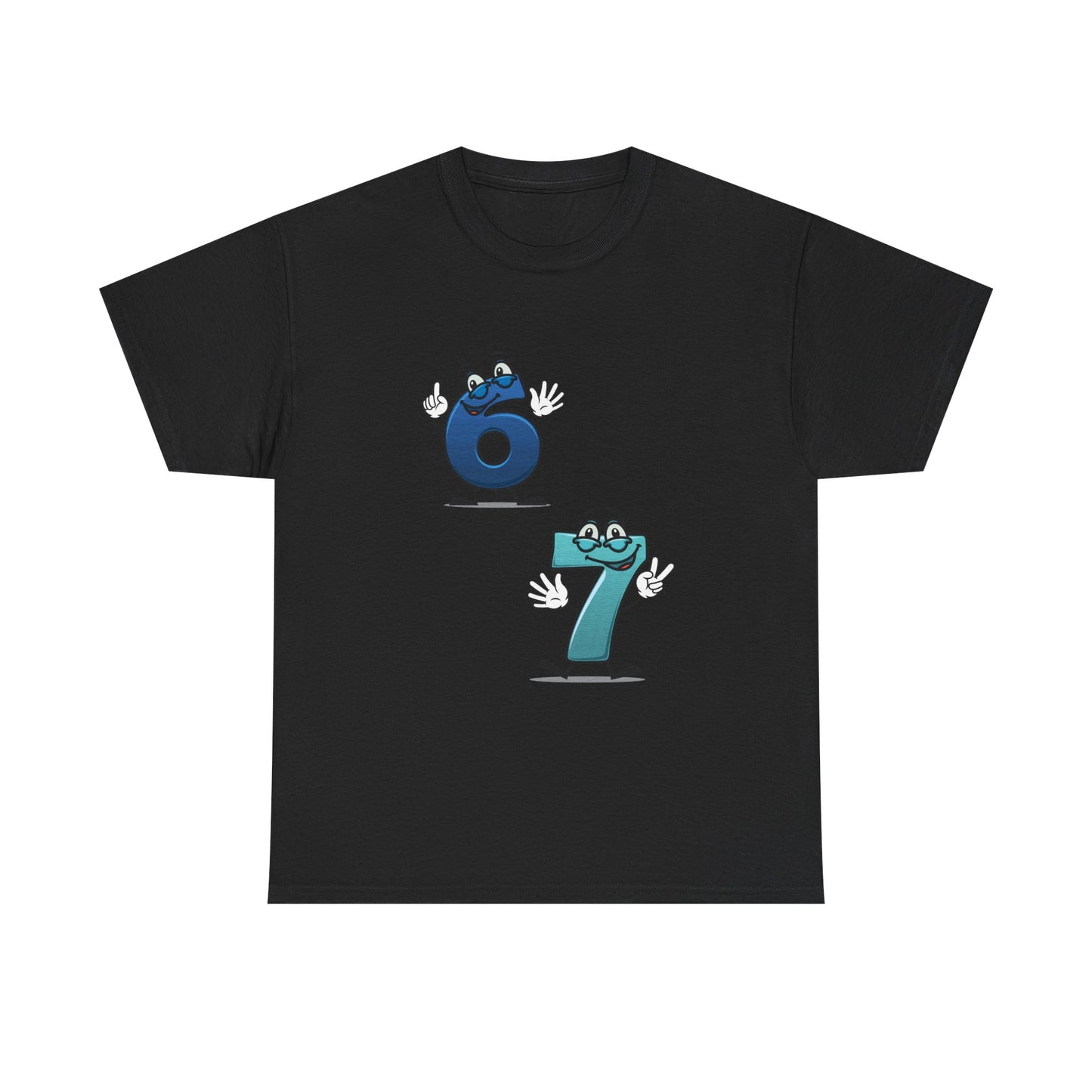 Number 6 & 7 Cartoon Tee — Playful Matching Numbers Graphic T-Shirt - Conscience Garment