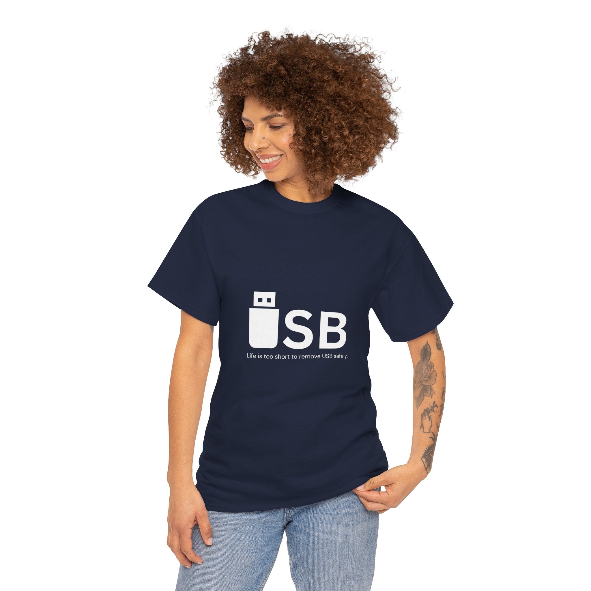 USB Life Short Unisex Tee, Funny Tech Gift, Programmer Shirt, Geek Humor Tee, Casual Everyday Wear, Unique Gift for Men and Women