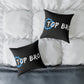 Top Bro Square Throw Pillow - Black Canvas Accent Cushion with Gear Logo
