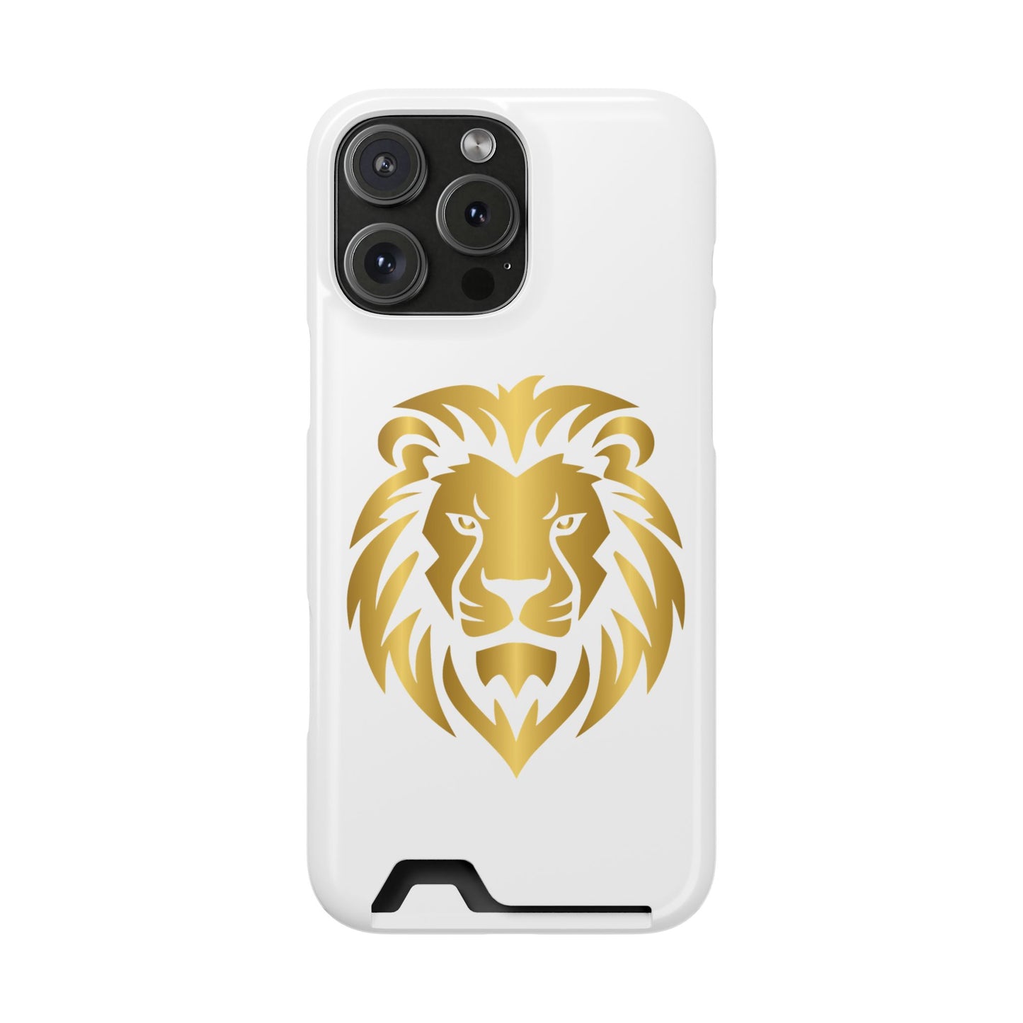 Lion Head Card Holder Phone Case — Gold Lion Wallet Phone Case
