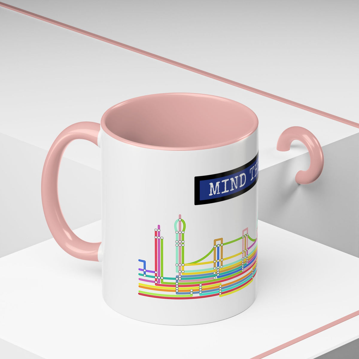 Mind the Gap Coffee Mug — Colorful City Skyline Accent Mug (11/15oz)