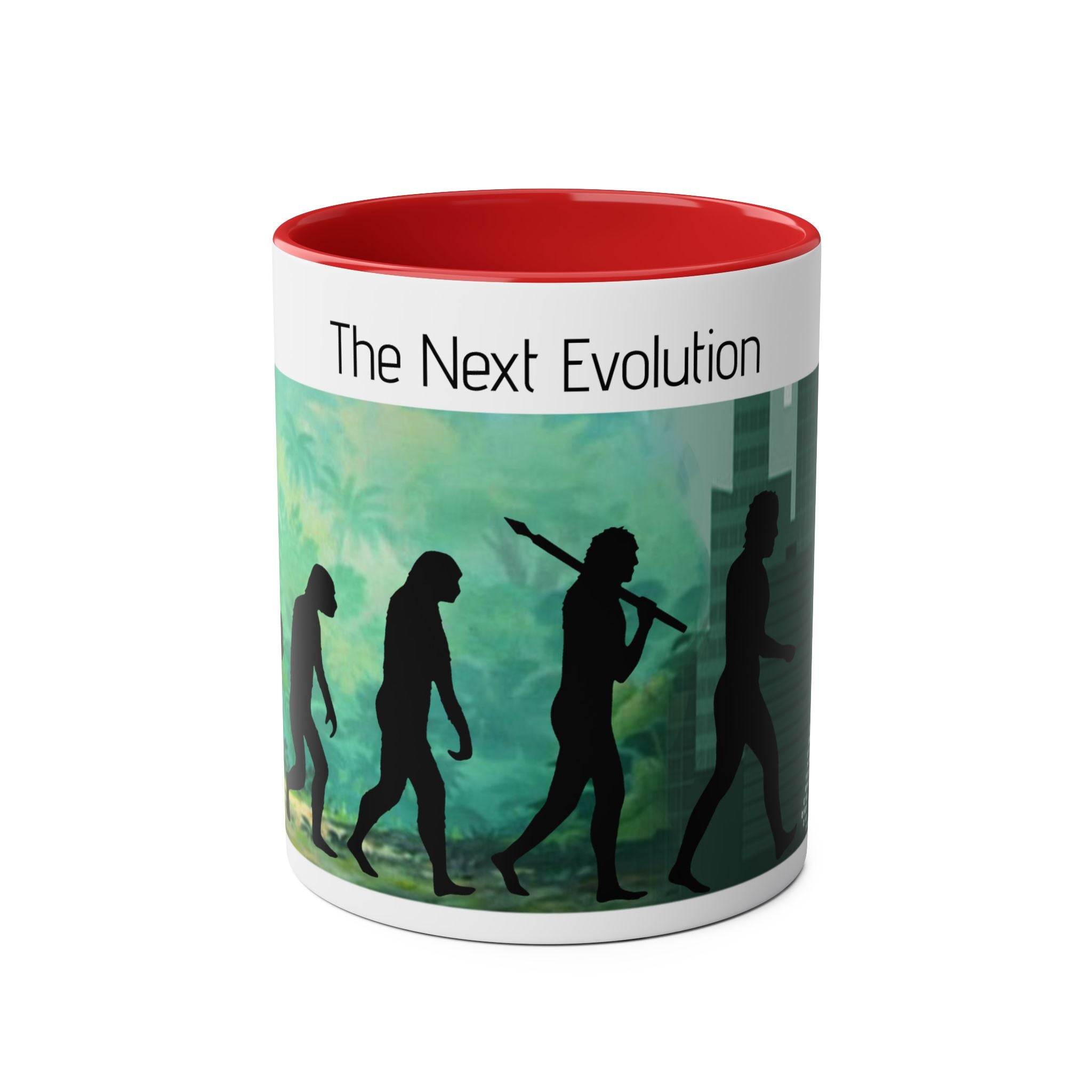 Evolution, Two-Tone Coffee Mugs, Gift, Birthday, Mindfulness, Motivational, Inspirational, Conscience Garment, Coffee, Tea, Positive