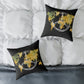 World Map Peace Sign Throw Pillow — Gold & Black Travel Decorative Pillow