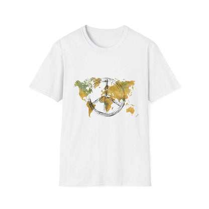 Peaceful World Map T-Shirt — Watercolor Peace Sign Globe T-Shirt