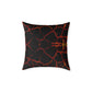 Lava Crackle Square Pillow — Fiery Red Black Decorative Throw Pillow