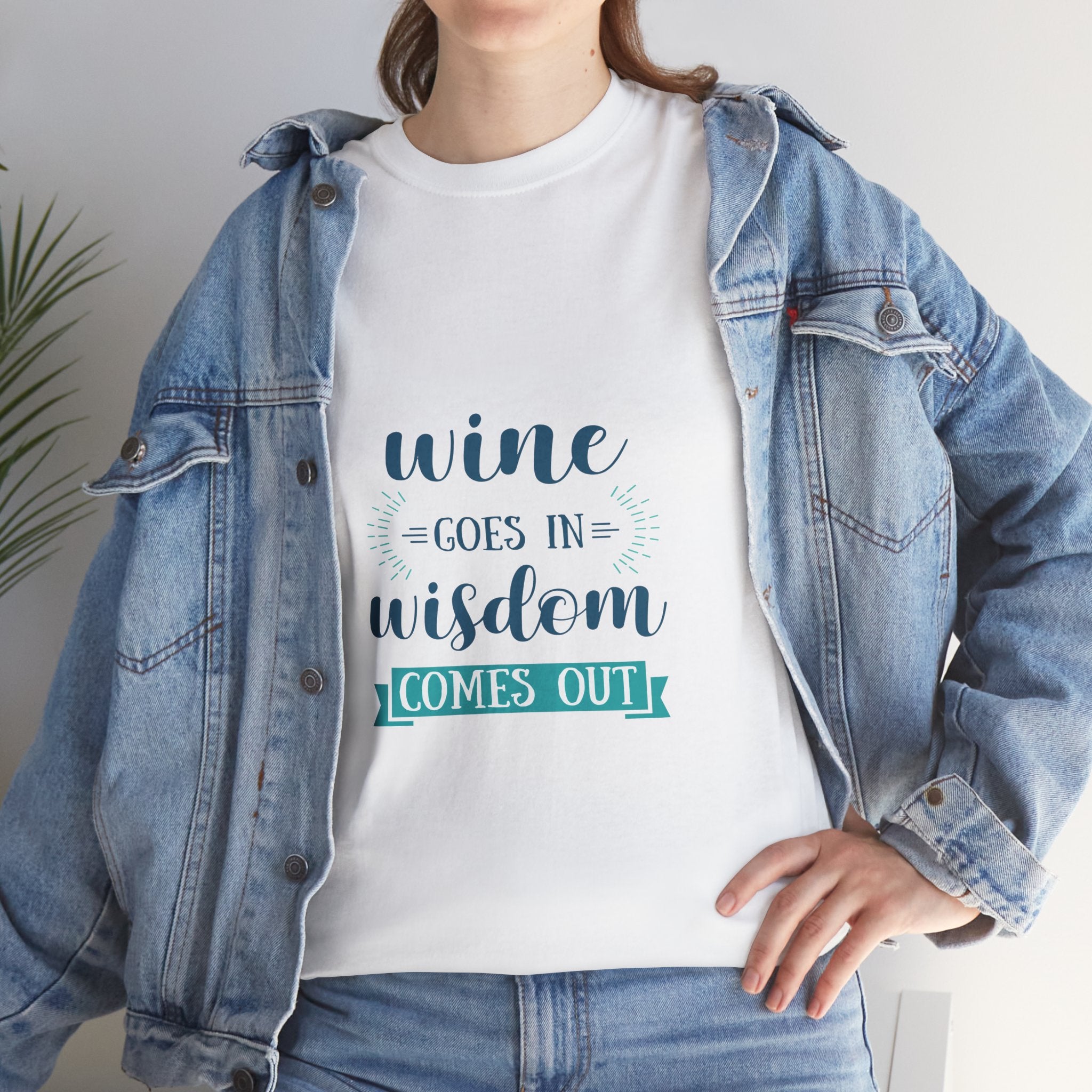 Wine Goes In Wisdom Comes Out Unisex Heavy Cotton Tee, Funny Wine T-Shirt, Gift for Wine Lovers, Casual Wear, Party Shirt