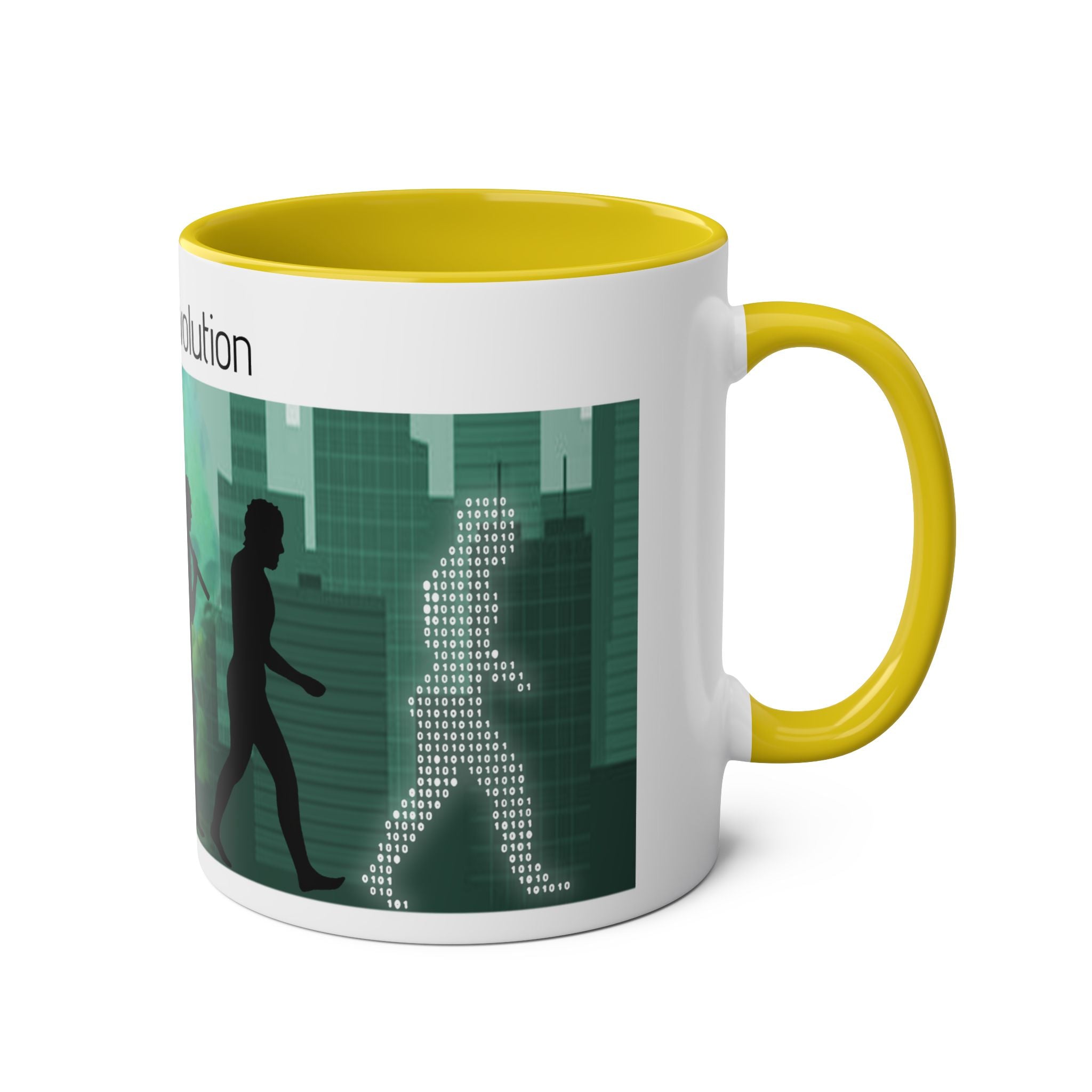 Evolution, Two-Tone Coffee Mugs, Gift, Birthday, Mindfulness, Motivational, Inspirational, Conscience Garment, Coffee, Tea, Positive