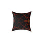 Lava Crackle Square Pillow — Fiery Red Black Decorative Throw Pillow