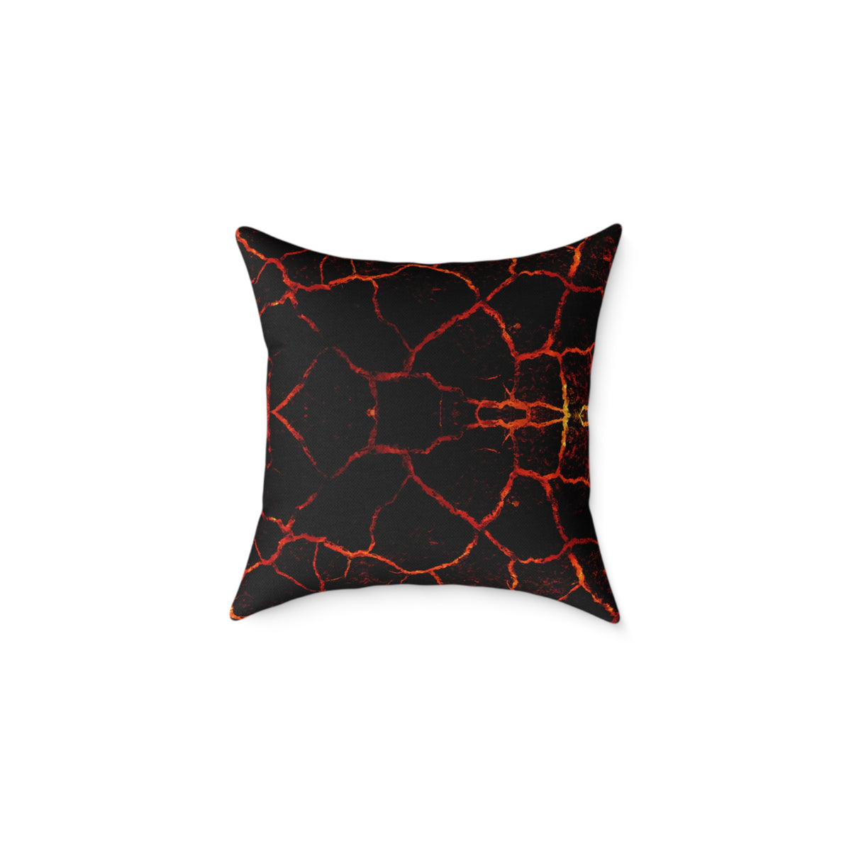 Lava Crackle Square Pillow — Fiery Red Black Decorative Throw Pillow