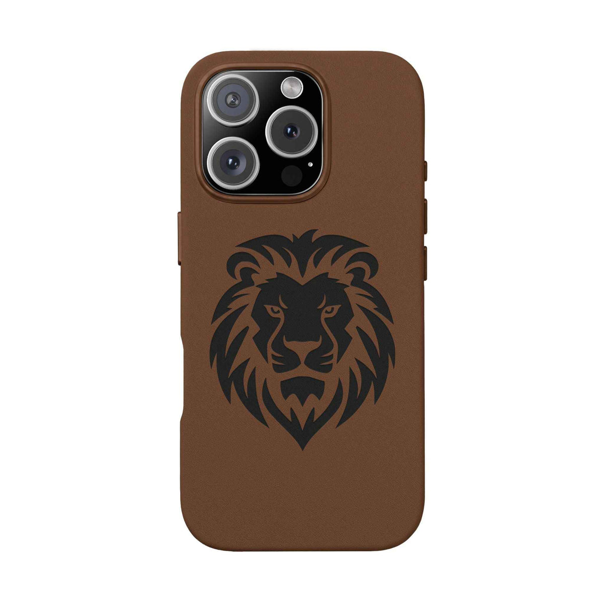 Engraved PU Leather Phone Case — Embossed Lion Design