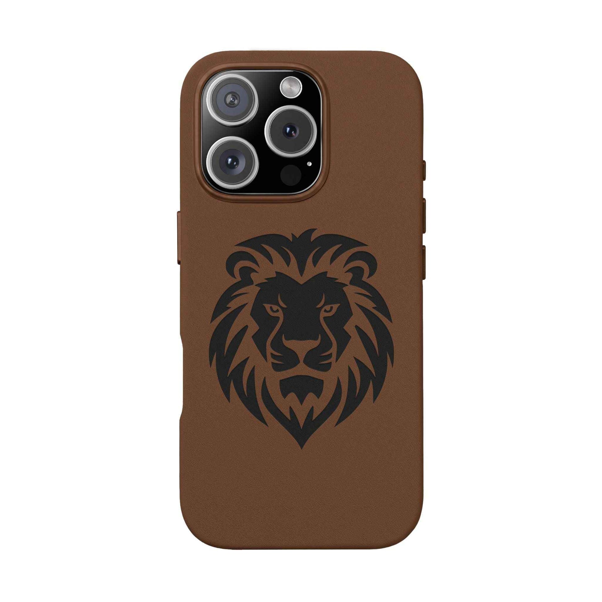 Engraved PU Leather Phone Case — Embossed Lion Design