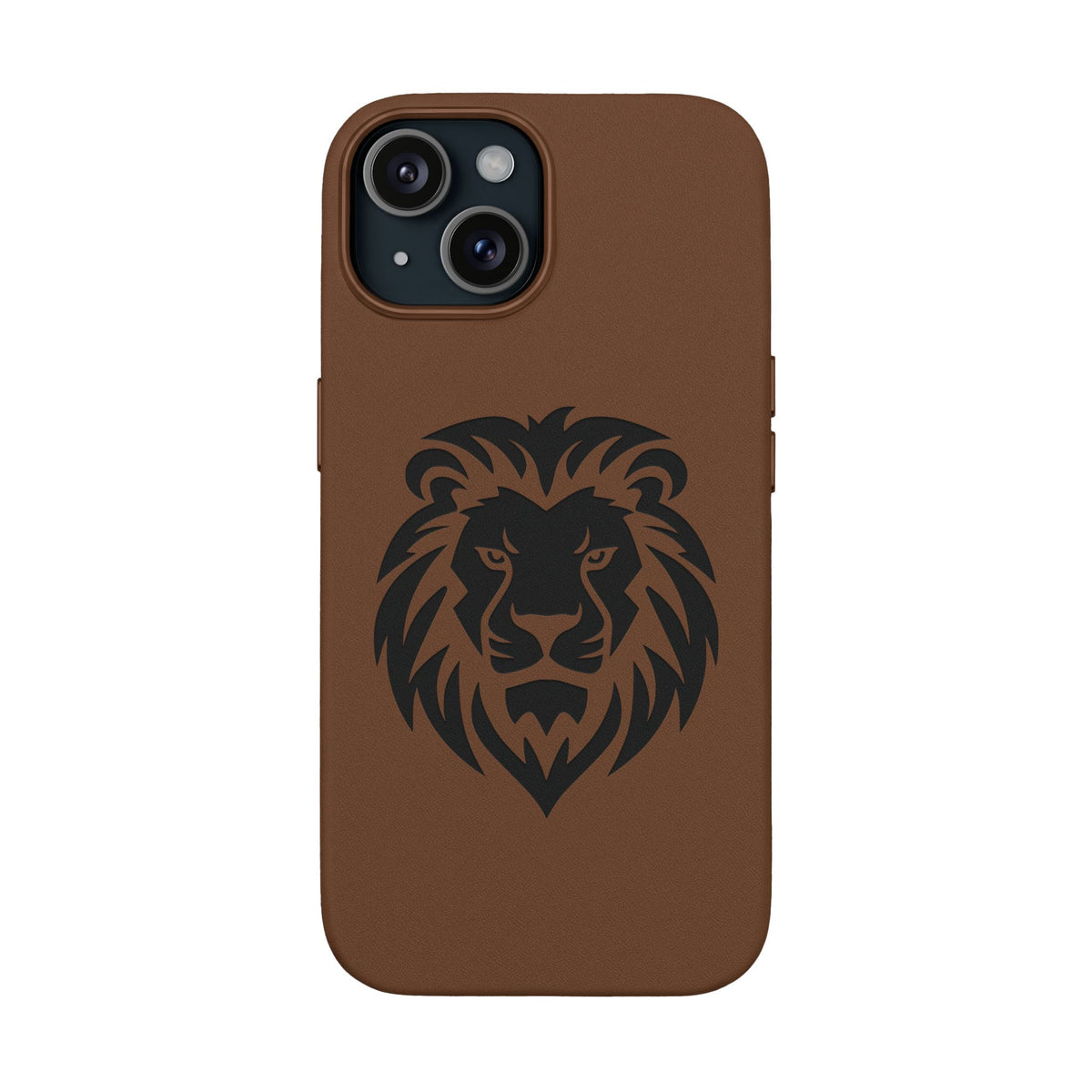 Engraved PU Leather Phone Case — Embossed Lion Design