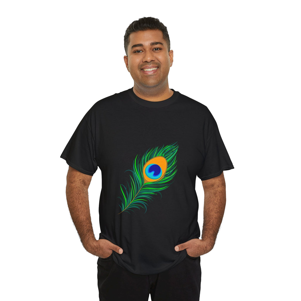Peacock Feather Tee — Vibrant Nature Graphic T-Shirt - Conscience Garment