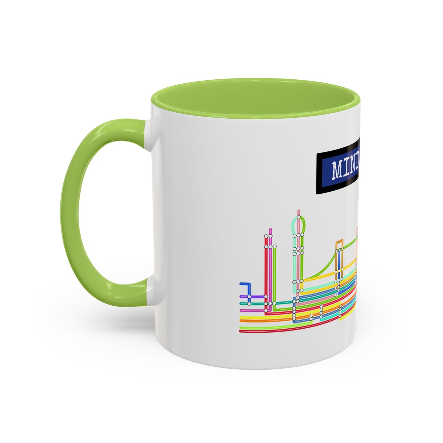 Mind the Gap Coffee Mug — Colorful City Skyline Accent Mug (11/15oz)