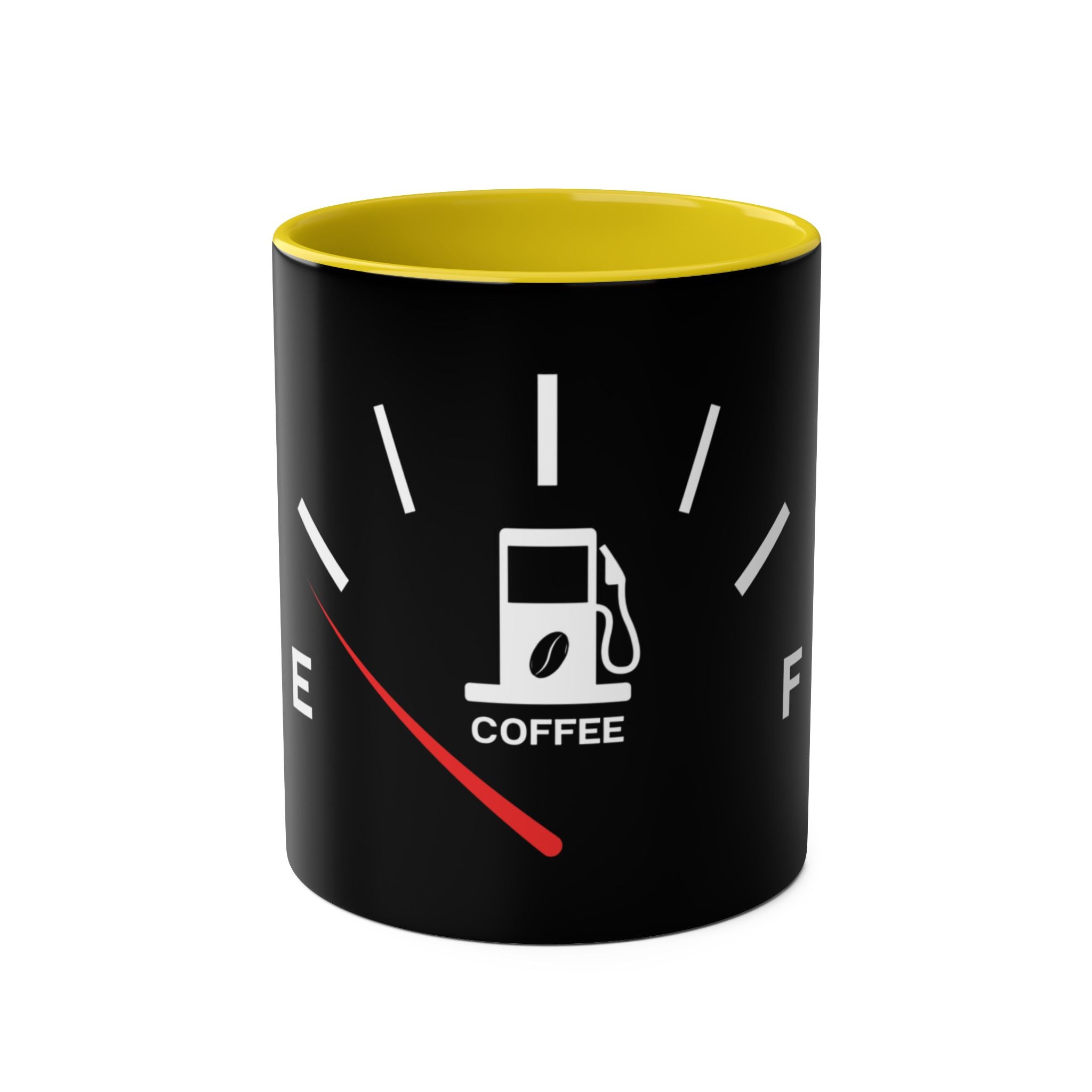 Funny Two-Tone Coffee Mug with Fuel Coffee Gauge Design