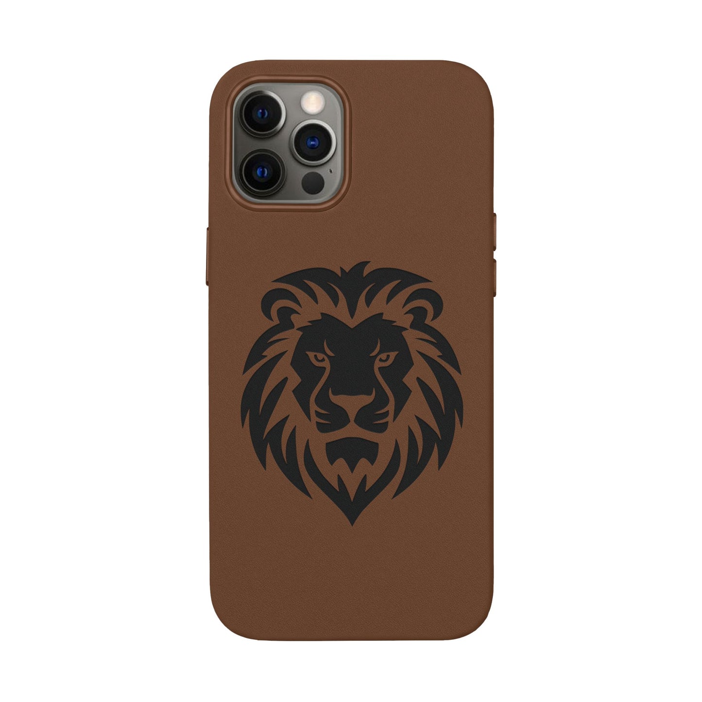 Engraved PU Leather Phone Case — Embossed Lion Design