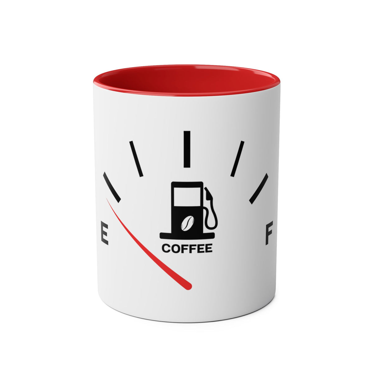 Funny Two-Tone Coffee Mug with Fuel Coffee Gauge Design - Conscience Garment