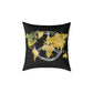 World Map Peace Sign Throw Pillow — Gold & Black Travel Decorative Pillow