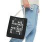 Mistakes Repeat Pattern Tote Bag — Black Typography Shopper