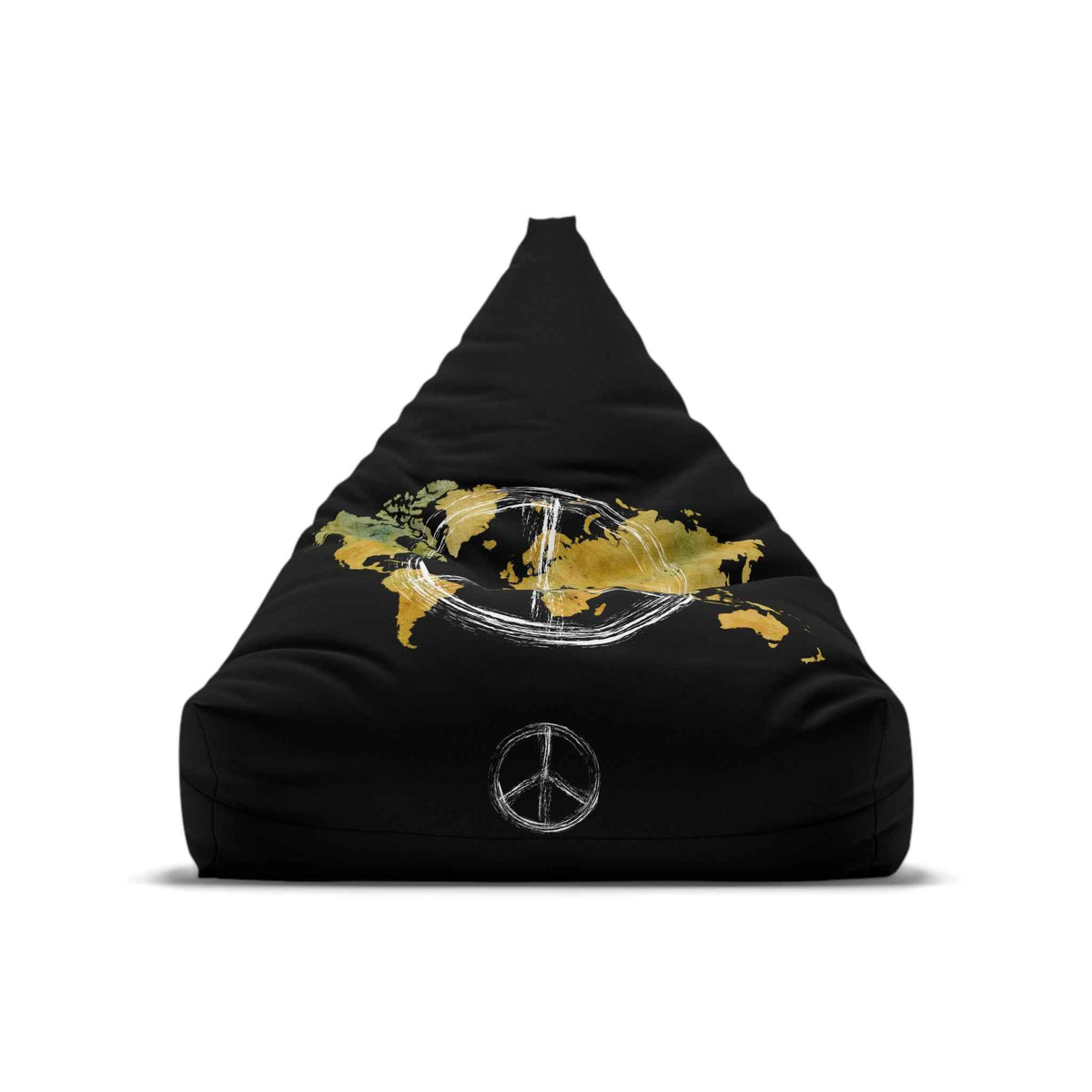 World Peace Globe Peace Sign Bean Bag Cover Yellow Green Watercolor World Graphic