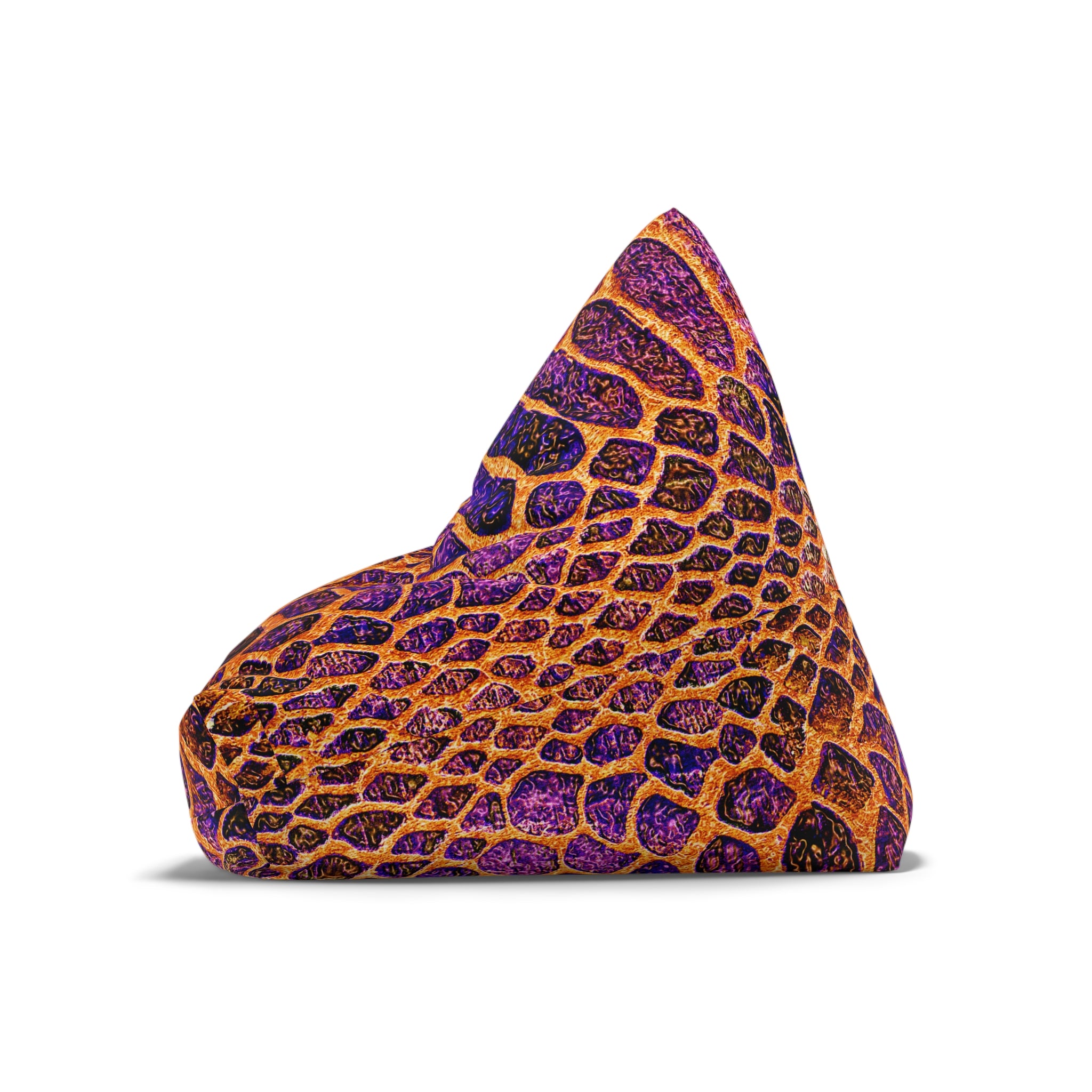 Snake Skin Print Bean Bag Cover — Vibrant Purple & Orange Accent Lounge