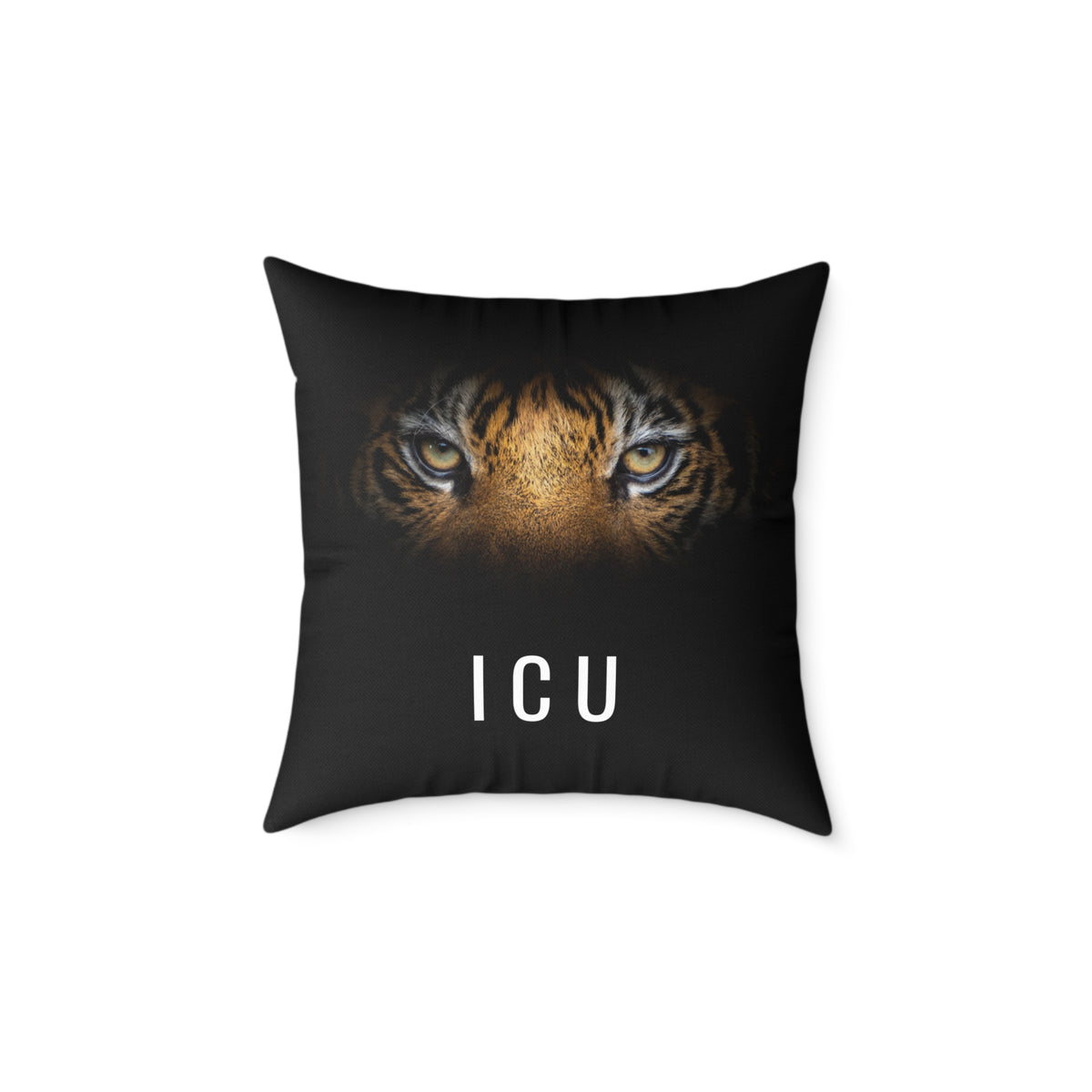 Tiger Eyes 'ICU' Square Pillow – Bold Wildlife Accent Cushion