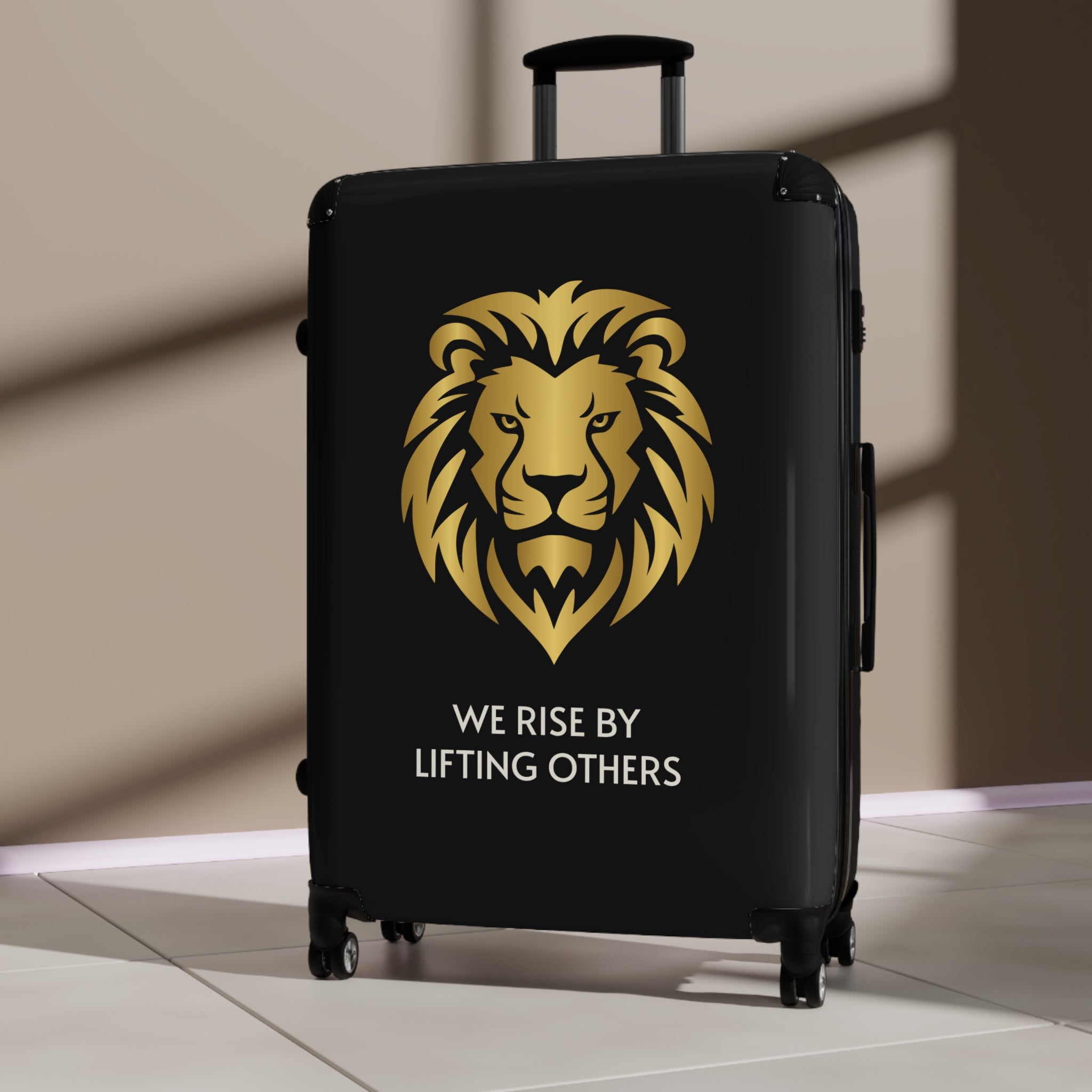 Lion Crest Suitcase – Gold Lion Travel Luggage