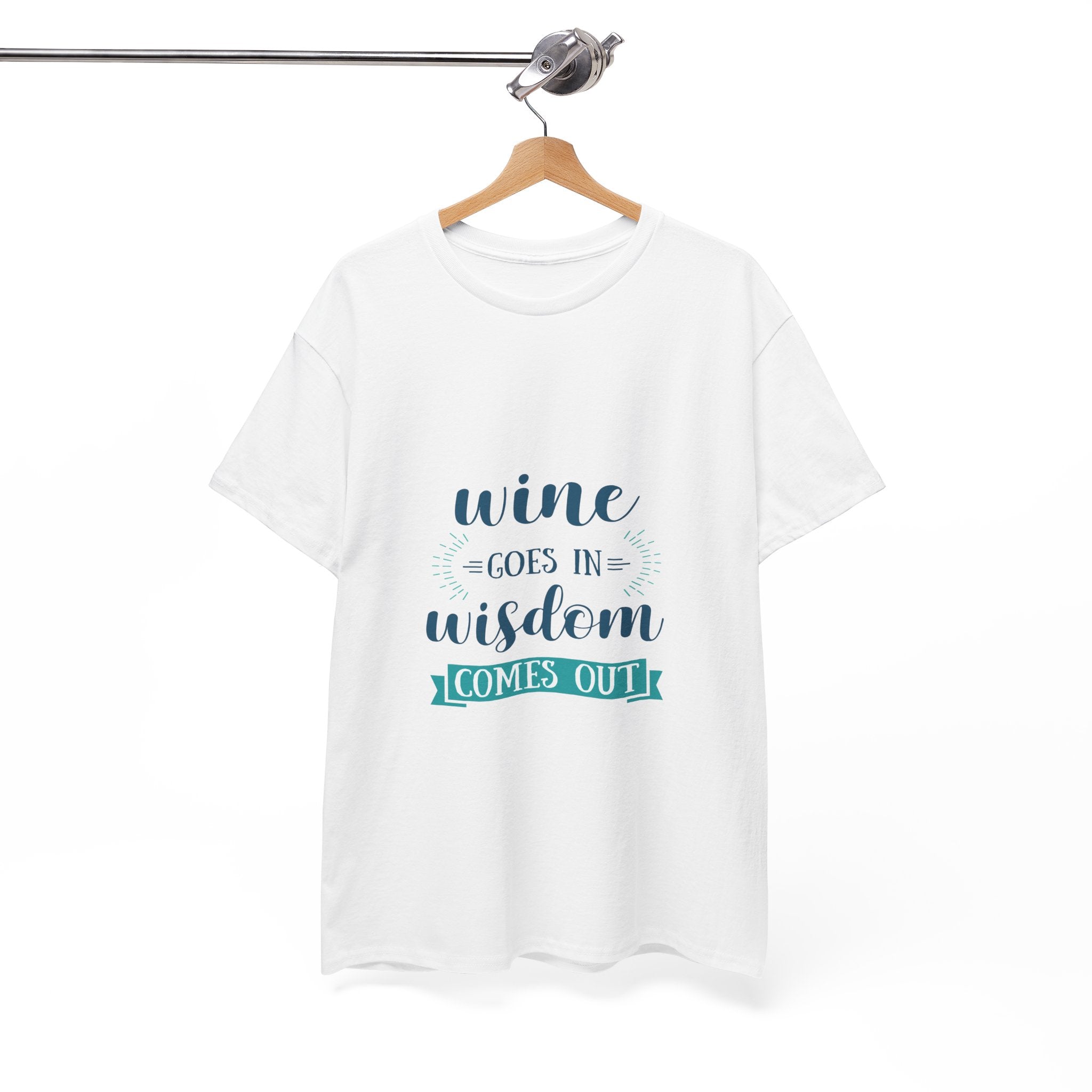 Wine Goes In Wisdom Comes Out Unisex Heavy Cotton Tee, Funny Wine T-Shirt, Gift for Wine Lovers, Casual Wear, Party Shirt