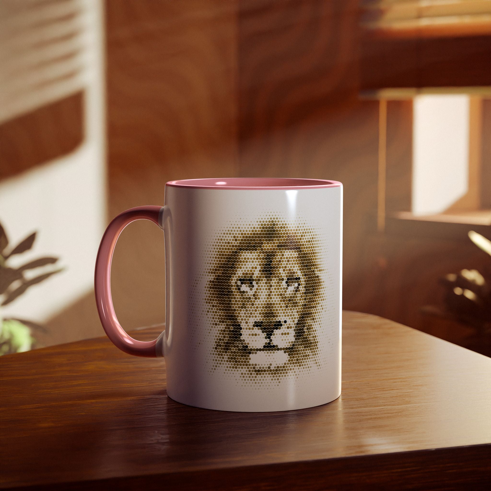 Lion Mosaic, Two-Tone Coffee Mugs, Gift, Balance, Mindfulness, Motivational, Inspirational, Conscience Garment, Coffee, Tea, Positive