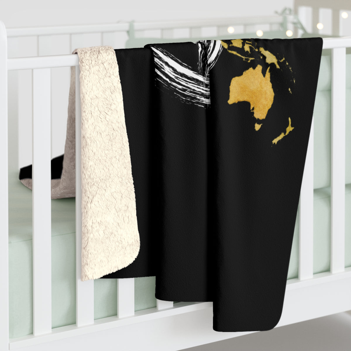 World Map Peace Sign Sherpa Blanket — Cozy Travel-Inspired Throw