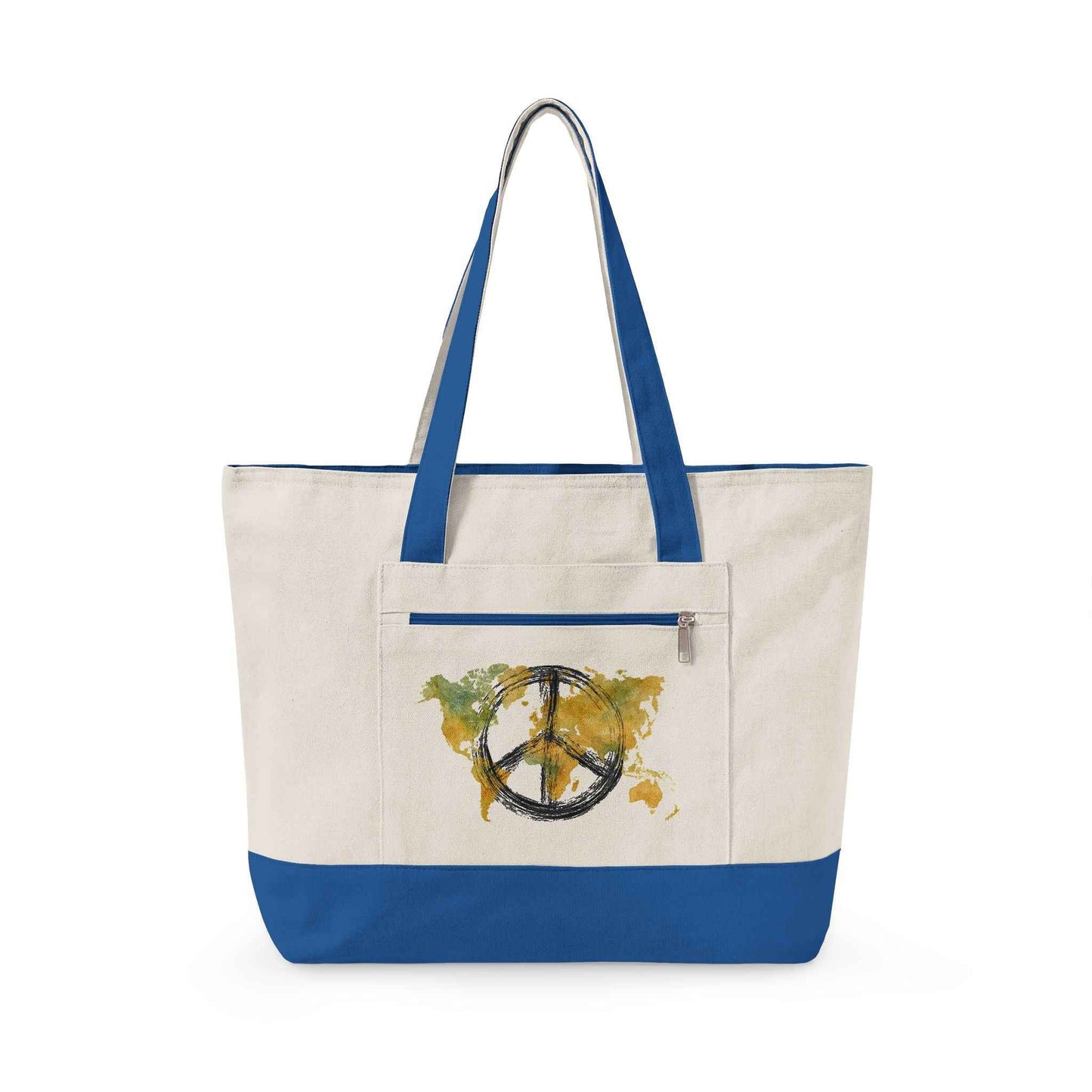 Canvas Tote Bag World Peace - World Map Watercolor Print