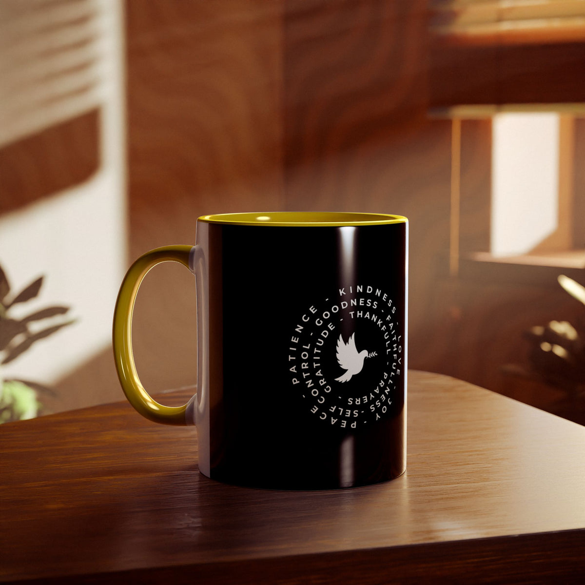 Mug with Dove and Harmony & meanigful words - Conscience Garment