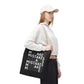 Mistakes Repeat Pattern Tote Bag — Black Typography Shopper