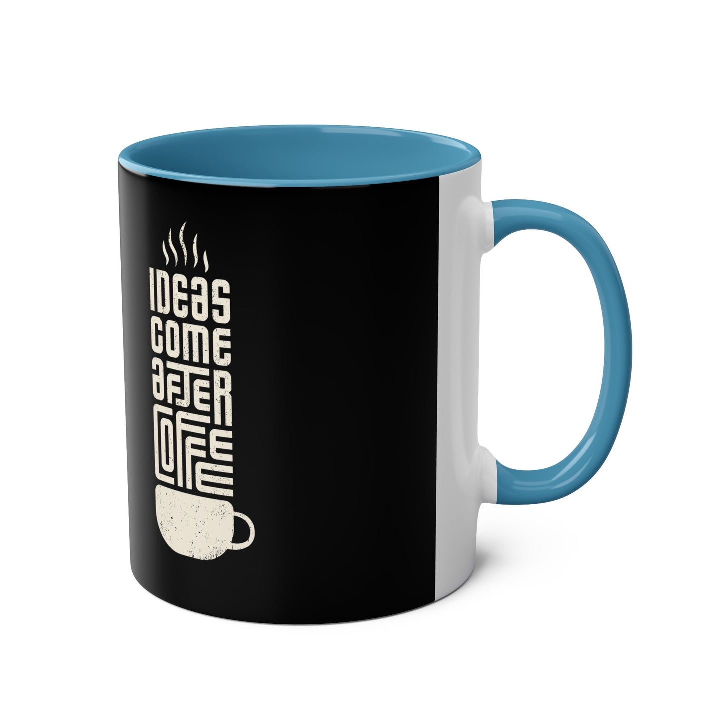 Inspirational Coffee Mug - IDEAS COME AFTER COFFEE, 11oz Two-Tone Mug - Conscience Garment
