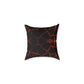 Lava Crackle Square Pillow — Fiery Red Black Decorative Throw Pillow