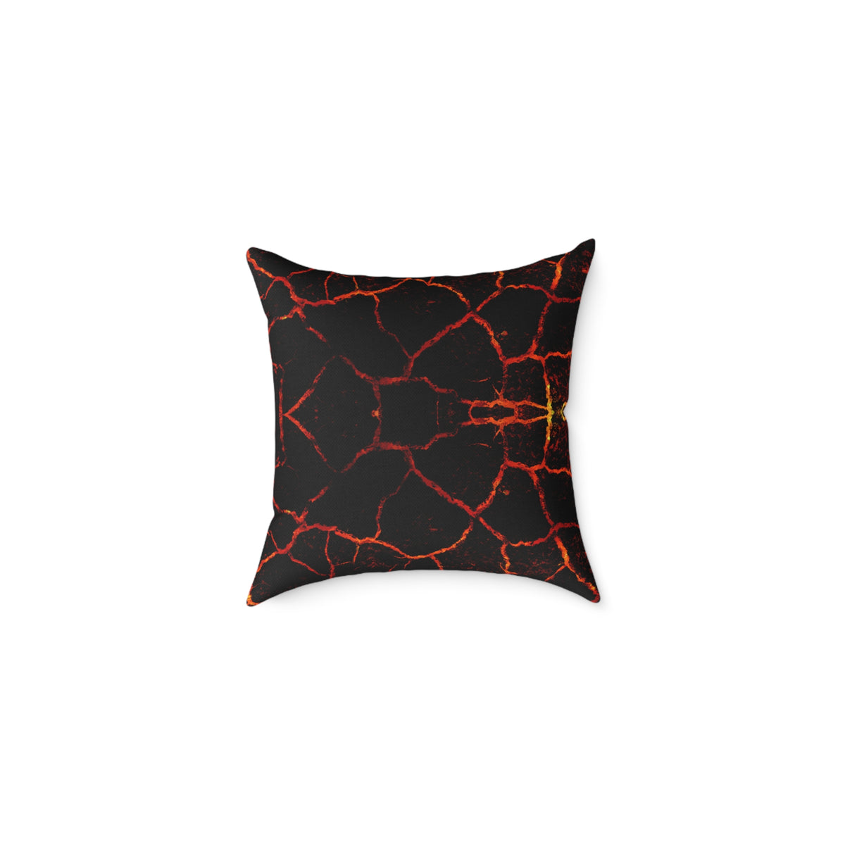 Lava Crackle Square Pillow — Fiery Red Black Decorative Throw Pillow