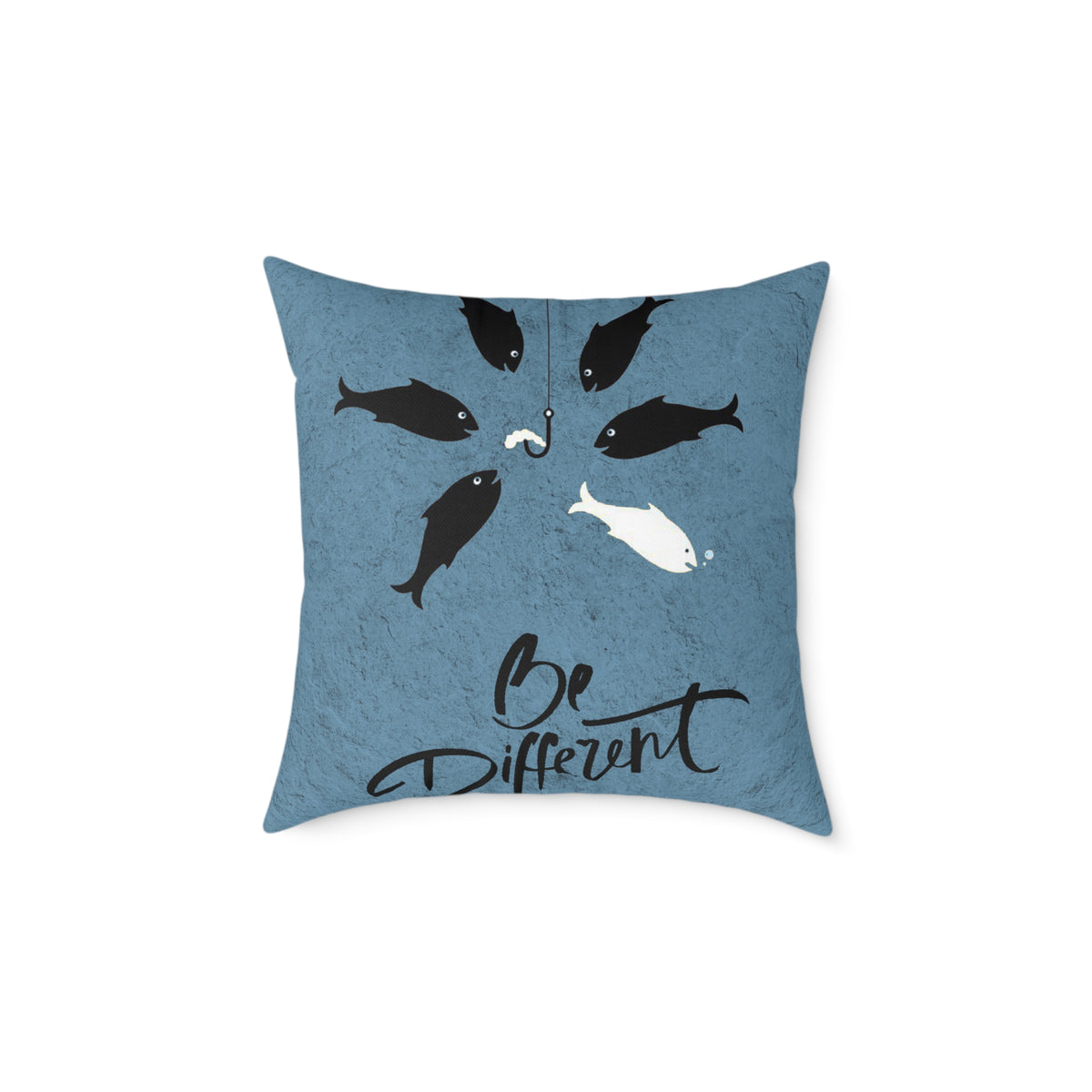 Be Different Fish Throw Pillow – Inspirational Nautical Accent Cushion