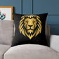 Lion Head Throw Pillow — Gold Lion Decorative Cushion for Living Room