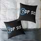 Top Sis Square Throw Pillow — Black Canvas Accent Cushion