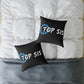 Top Sis Square Throw Pillow — Black Canvas Accent Cushion