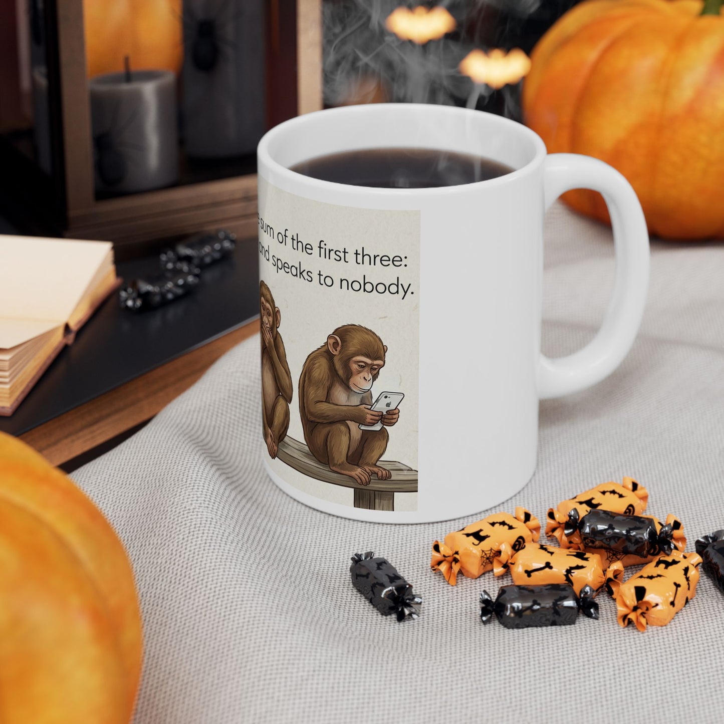 Ceramic Mug — Three Wise Monkeys Design (11oz & 15oz)