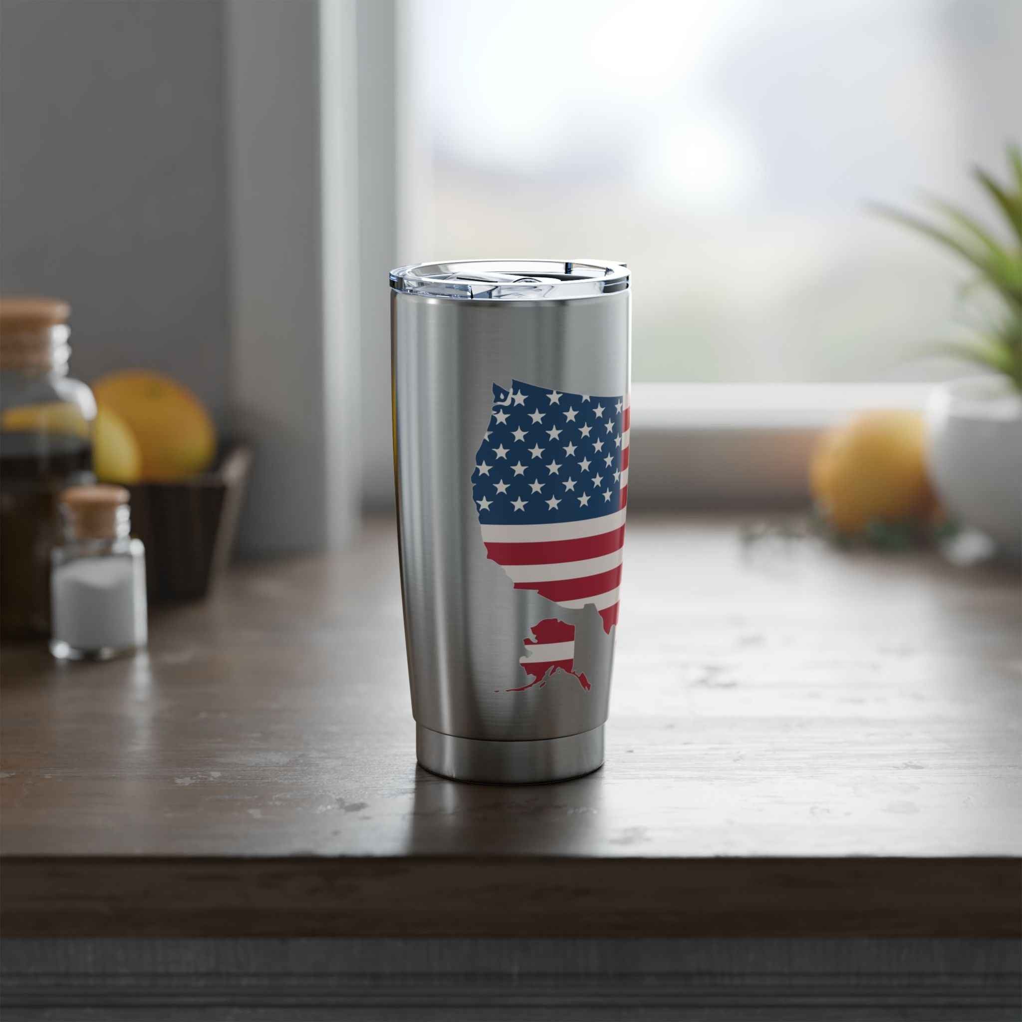 American Flag USA Map 20oz Tumbler — Patriotic Insulated Travel Cup