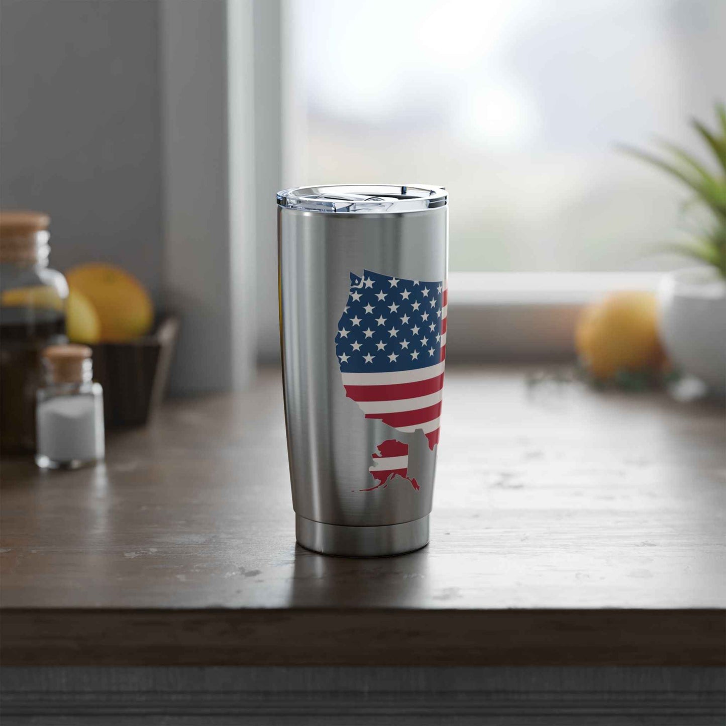 American Flag USA Map 20oz Tumbler — Patriotic Insulated Travel Cup