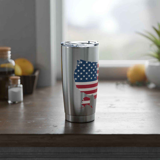 American Flag USA Map 20oz Tumbler — Patriotic Insulated Travel Cup