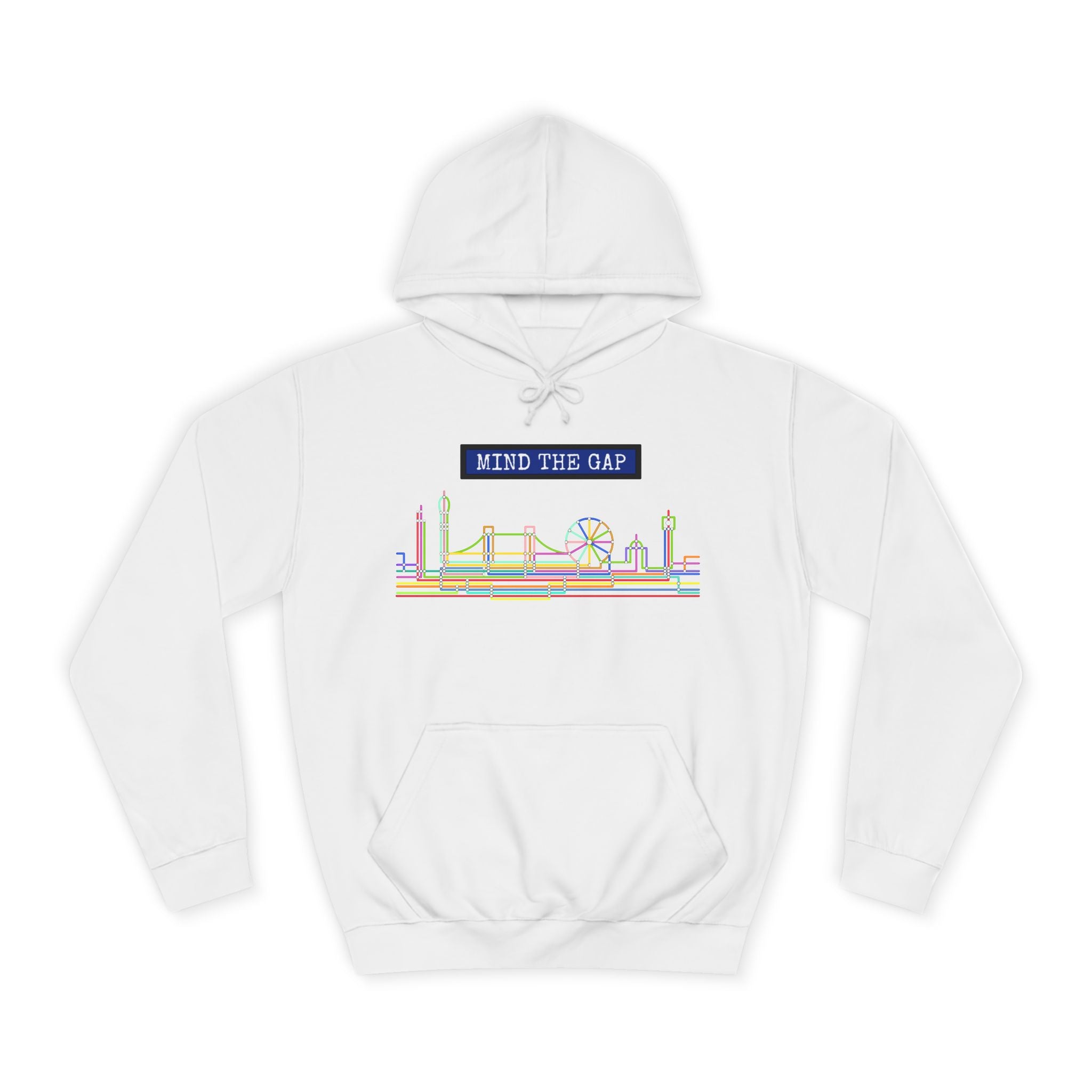 Mind The Gap Hoodie — Minimal Metro Line Skyline Sweater