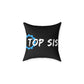 Top Sis Square Throw Pillow — Black Canvas Accent Cushion